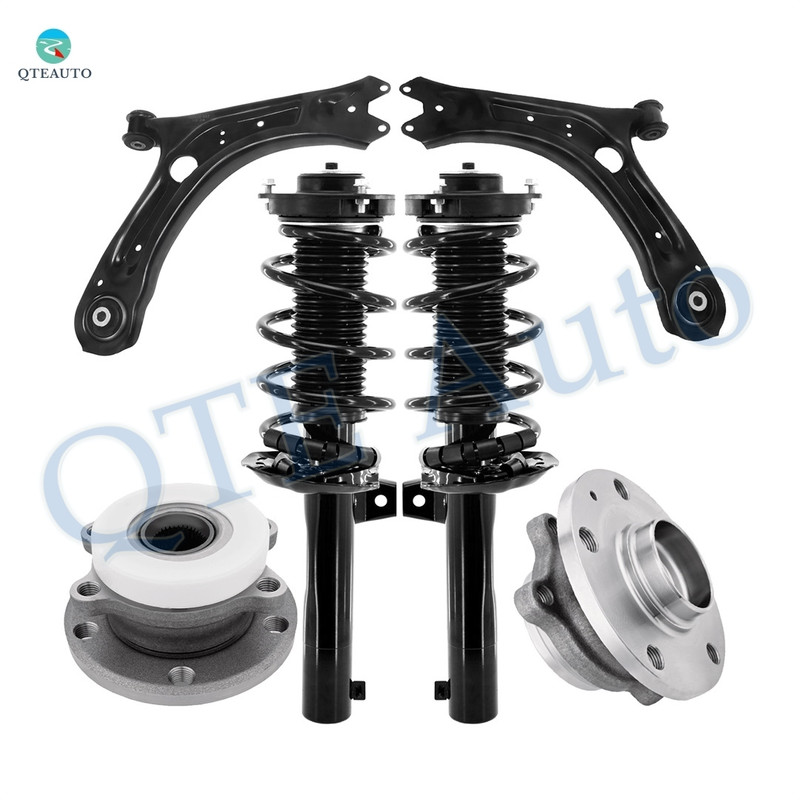Set of 6 Front Lower Control Arm Ball Joint-Wheel Hub Bearing Assembly-Quick Complete Strut-Coil Spring Assembly For 2012-2019 Volkswagen Passat