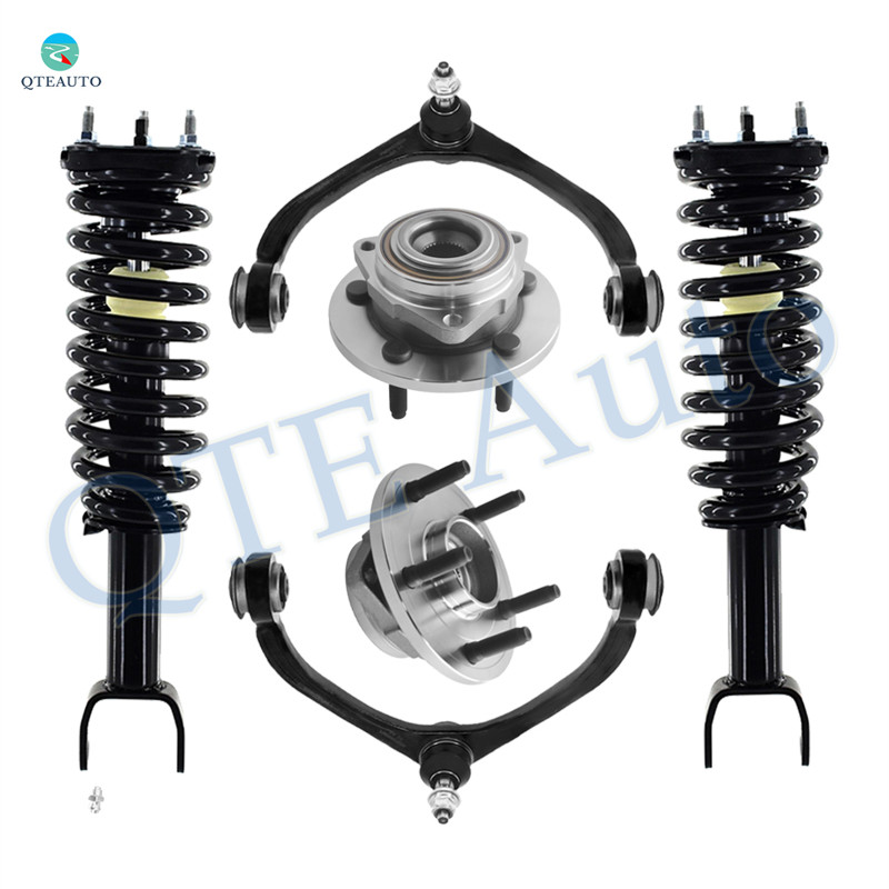 Set of 6 Front Upper Control Arm Ball Joint-Wheel Hub Bearing Assembly-Quick Complete Strut-Coil Spring Assembly For 2005-2009 Dodge Dakota 2-Wheel ABS