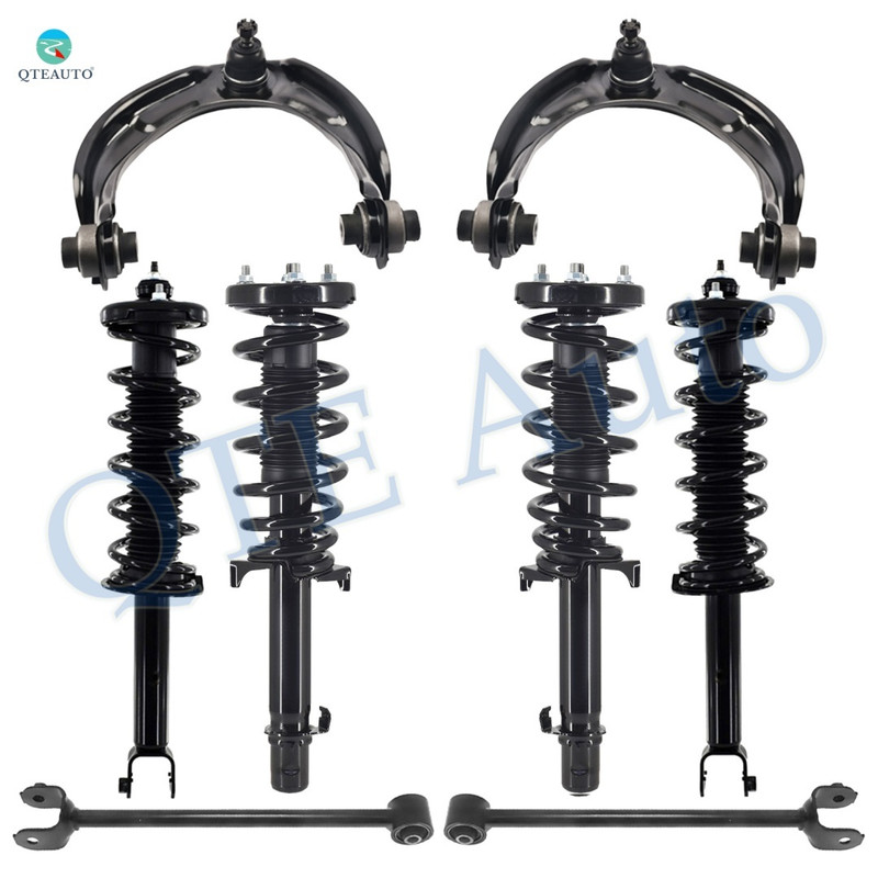 Set of 8 Front Upper Control Arm Ball Joint-Quick Complete Strut-Coil Spring Assembly-Rear Lower Rearward Control Arm-Quick Complete Strut-Coil Spring Assembly For 2008-2012 Honda Accord LX LX-P SE