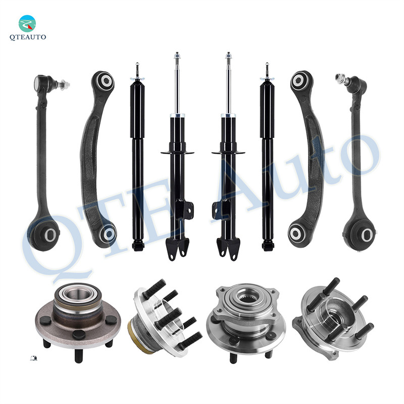 Set of 12 Front Lower Forward Control Arm Ball Joint-Wheel Hub Bearing Assembly-Suspension Strut Assembly-Rear Upper Rearward Control Arm-Wheel Hub Bearing Assembly-Shock Absorber For 2005-2009 Chrysler 300 w/ Performance Suspension
