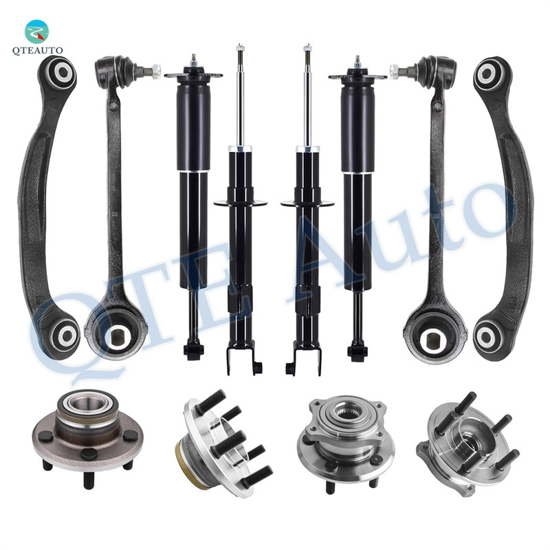 Set of 12 Front Lower Forward Control Arm Ball Joint-Wheel Hub Bearing Assembly-Suspension Strut Assembly-Rear Upper Rearward Control Arm-Wheel Hub Bearing Assembly-Shock Absorber For 2007-2009 Dodge Charger w/ Police Package