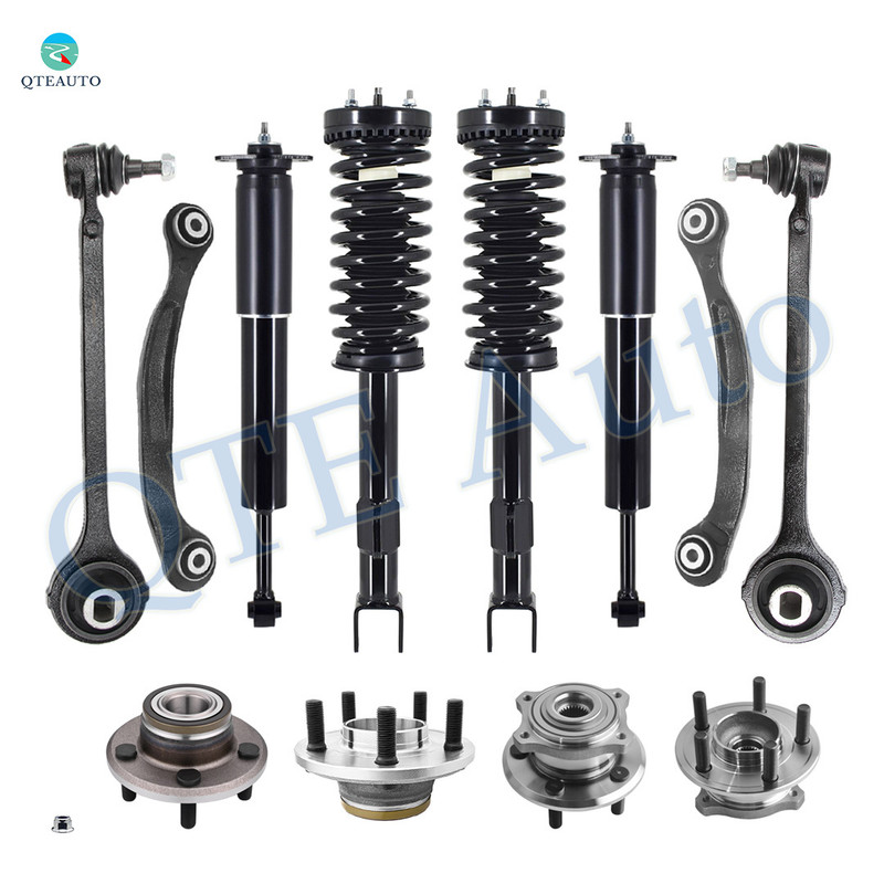 Set of 12 Front Lower Forward Control Arm Ball Joint-Wheel Hub Bearing Assembly-Quick Complete Strut-Coil Spring Assembly-Rear Upper Rearward Control Arm-Wheel Hub Bearing Assembly-Shock Absorber For 2005-2008 Dodge Magnum w/ Self Leveling Suspension