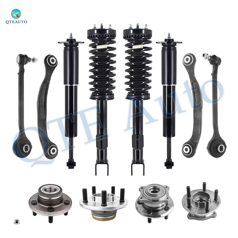 Set of 12 Front Lower Forward Control Arm Ball Joint-Wheel Hub Bearing Assembly-Quick Complete Strut-Coil Spring Assembly-Rear Upper Rearward Control Arm-Wheel Hub Bearing Assembly-Shock Absorber For 2005-2008 Dodge Magnum w/ Self Leveling Suspension