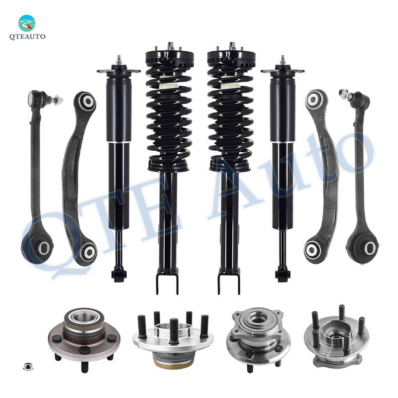 Set of 12 Front Lower Forward Control Arm Ball Joint-Wheel Hub Bearing Assembly-Quick Complete Strut-Coil Spring Assembly-Rear Upper Rearward Control Arm-Wheel Hub Bearing Assembly-Shock Absorber For 2005-2009 Chrysler 300 C SRT8