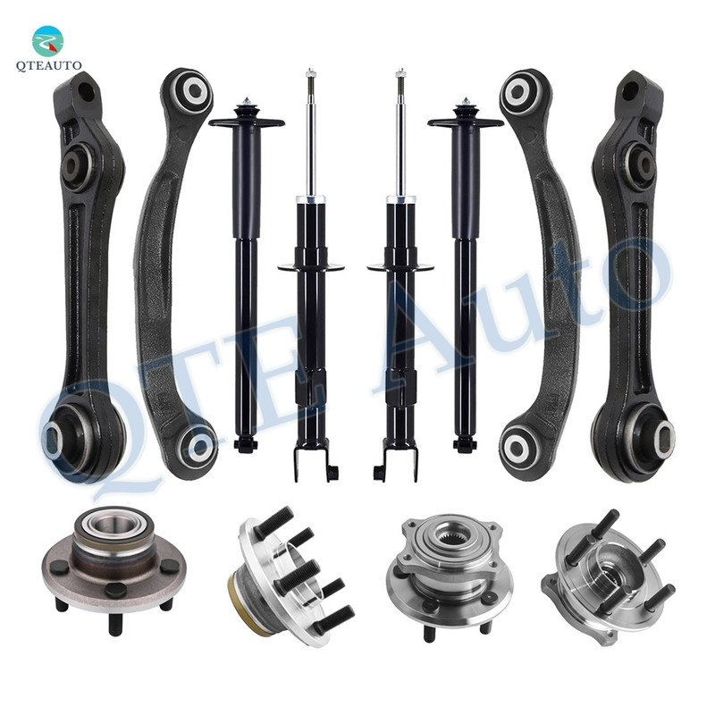 Set of 12 Front Lower Rearward Control Arm-Wheel Hub Bearing Assembly-Suspension Strut Assembly-Rear Upper Rearward Control Arm-Wheel Hub Bearing Assembly-Complete Shock Absorber Kit For 2006-2009 Dodge Charger