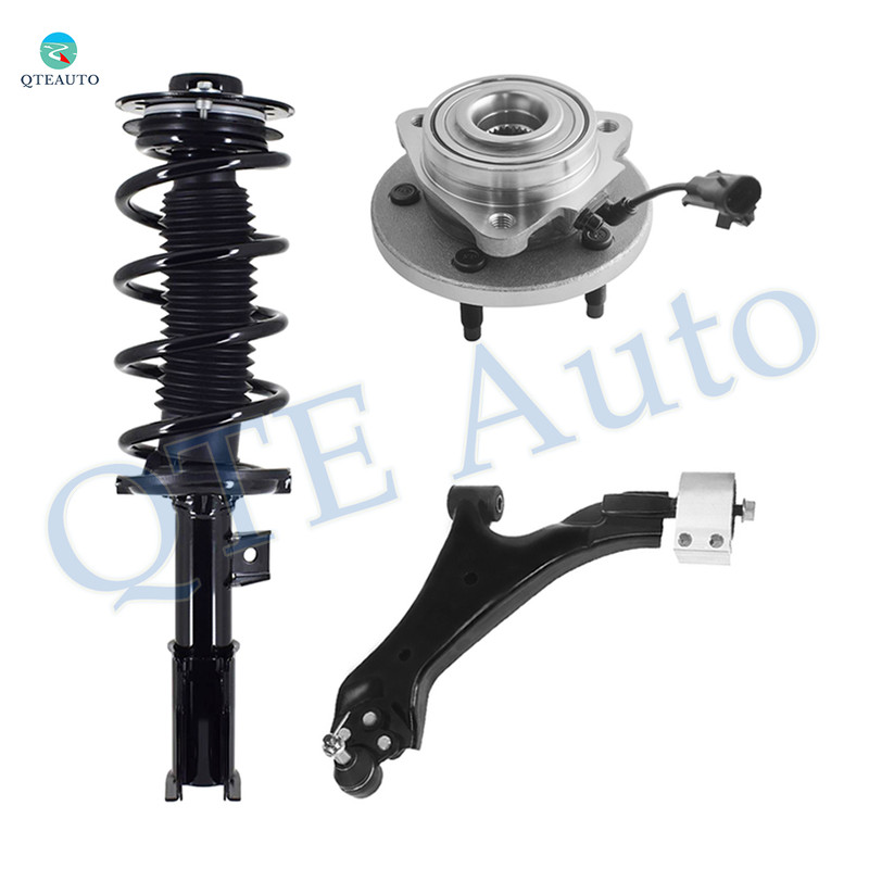 Set of 3 Front Left Lower Control Arm Ball Joint-Wheel Hub Bearing Assembly-Quick Complete Strut-Coil Spring Assembly For 2012 Chevrolet Captiva Sport
