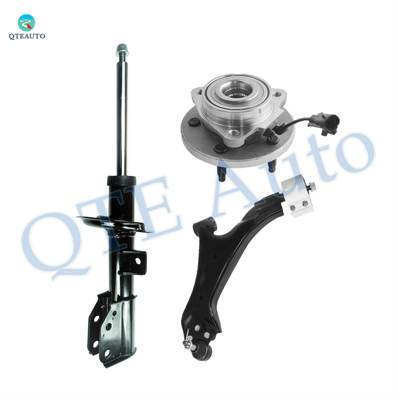 Set of 3 Front Left Lower Control Arm Ball Joint-Wheel Hub Bearing Assembly-Suspension Strut Assembly For 2008-2010 Saturn VUE