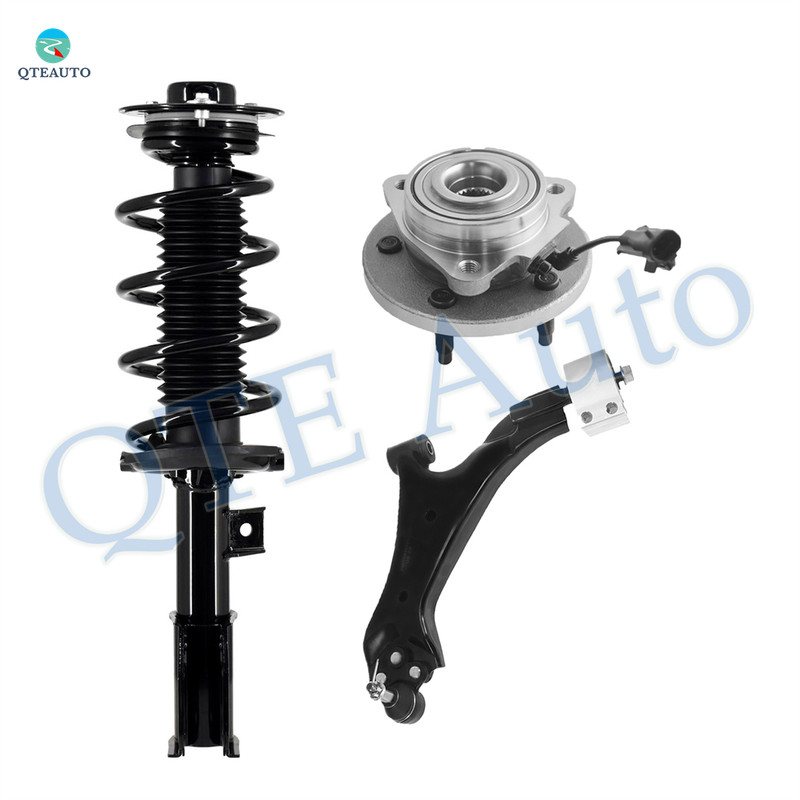 Set of 3 Front Left Lower Control Arm Ball Joint-Wheel Hub Bearing Assembly-Quick Complete Strut-Coil Spring Assembly For 2008-2010 Saturn VUE