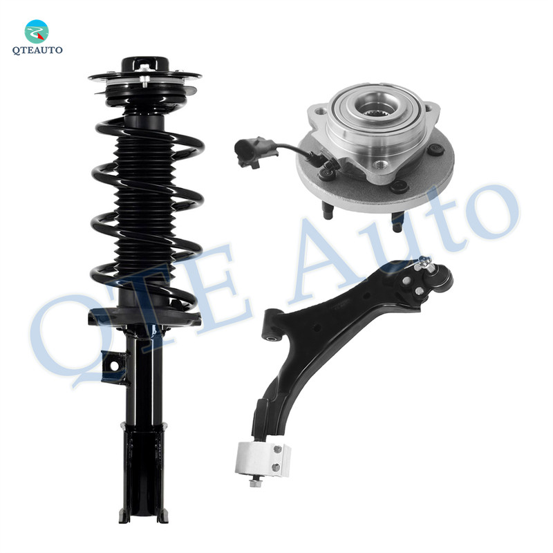 Set of 3 Front Right Lower Control Arm Ball Joint-Wheel Hub Bearing Assembly-Quick Complete Strut-Coil Spring Assembly For 2008-2010 Saturn VUE