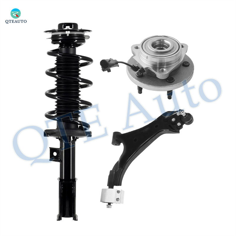 Set of 3 Front Right Lower Control Arm Ball Joint-Wheel Hub Bearing Assembly-Quick Complete Strut-Coil Spring Assembly For 2008-2010 Saturn VUE FWD