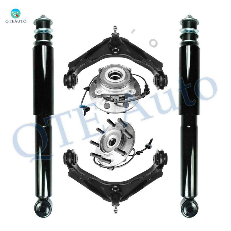Set of 6 Front Upper Wheel Hub Bearing Assembly-Control Arm Ball Joint-Shock Absorber For 2001-2003 GMC Sierra 3500