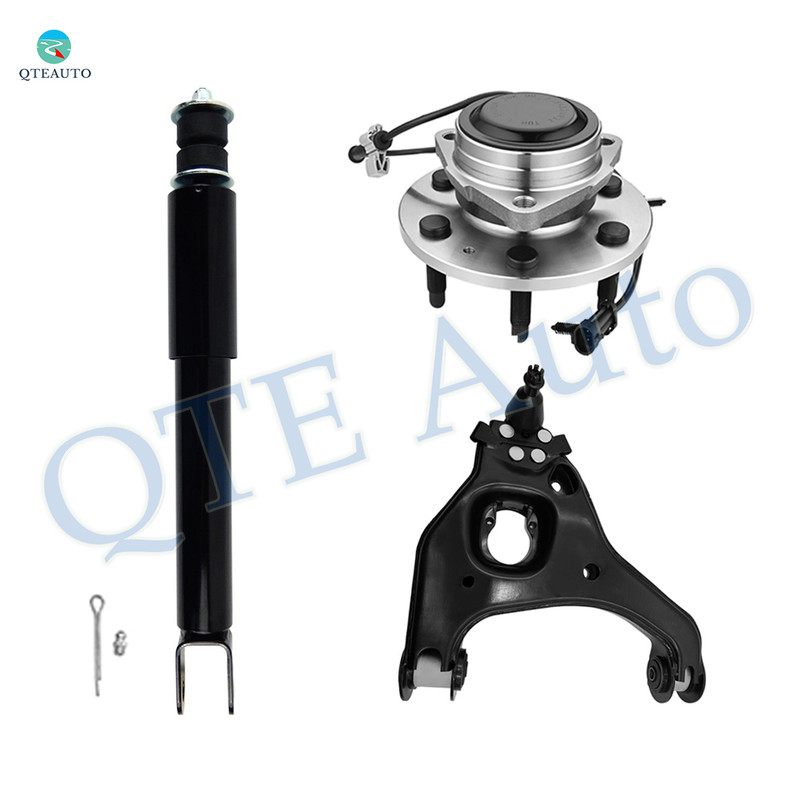 Set of 3 Front Right Upper Control Arm Ball Joint-Wheel Hub Bearing Assembly-Shock Absorber For 2004 GMC Sierra 1500 High Performance Monotube Upgrade