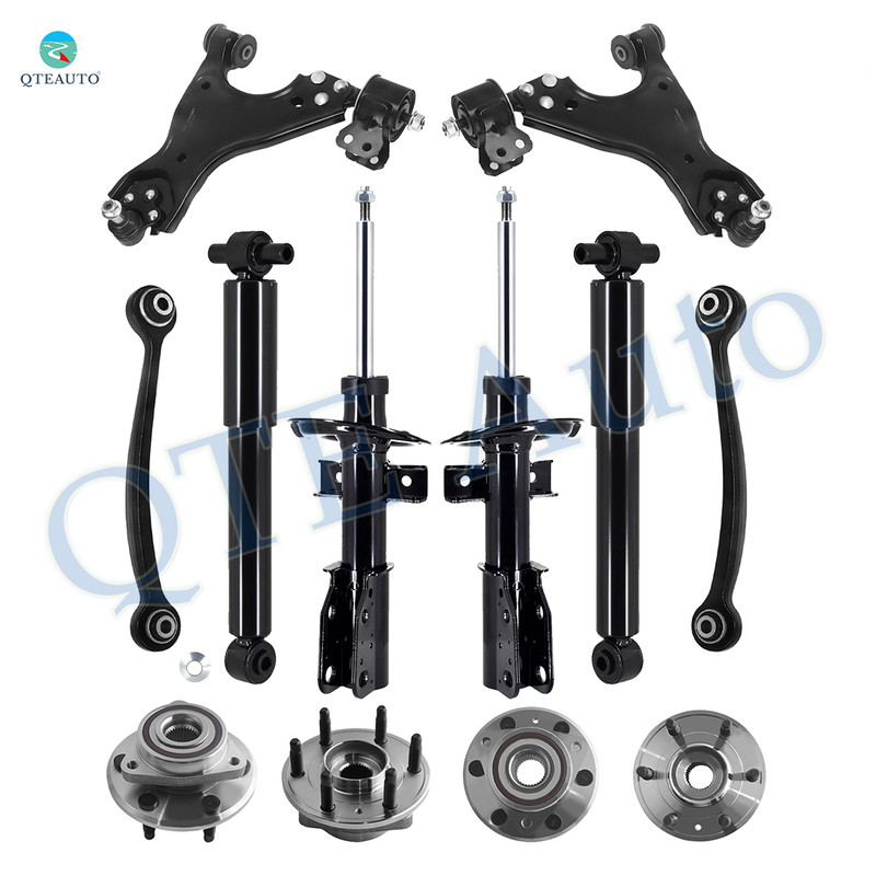 Set of 12 Front Lower Control Arm Ball Joint-Wheel Hub Bearing Assembly-Suspension Strut Assembly-Rear Upper Forward Control Arm-Wheel Hub Bearing Assembly-Shock Absorber For 2013-2017 Buick Enclave Monotube Performance Upgrade
