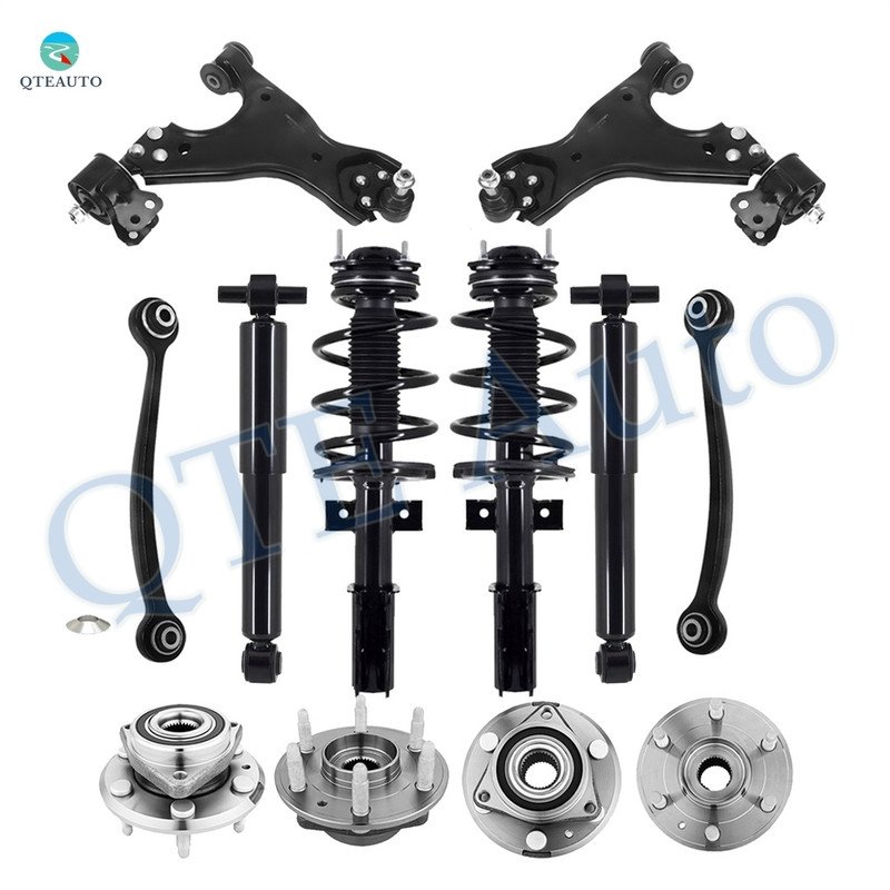 Set of 12 Front Lower Control Arm Ball Joint-Wheel Hub Bearing Assembly-Quick Complete Strut-Coil Spring Assembly-Rear Upper Forward Control Arm-Wheel Hub Bearing Assembly-Shock Absorber For 2007-2012 GMC Acadia
