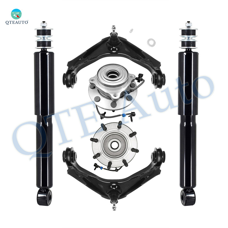 Set of 6 Front Upper Wheel Hub Bearing Assembly-Control Arm Ball Joint-Shock Absorber For 2002 2003 Chevrolet Avalanche 2500