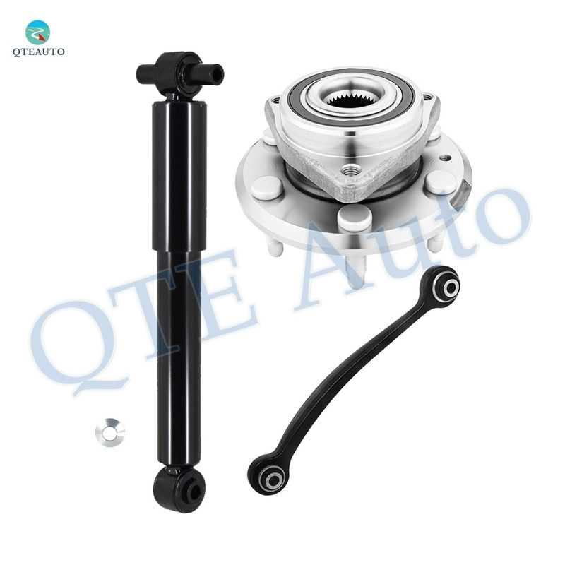 Set of 3 Rear Upper Forward Control Arm-Wheel Hub Bearing Assembly-Shock Absorber For 2007-2010 Saturn Outlook Monotube Performance Upgrade