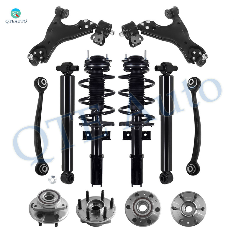 Set of 12 Front Lower Control Arm Ball Joint-Wheel Hub Bearing Assembly-Quick Complete Strut-Coil Spring Assembly-Rear Upper Forward Control Arm-Wheel Hub Bearing Assembly-Shock Absorber For 2017 GMC Acadia Limited Monotube Performance Upgrade