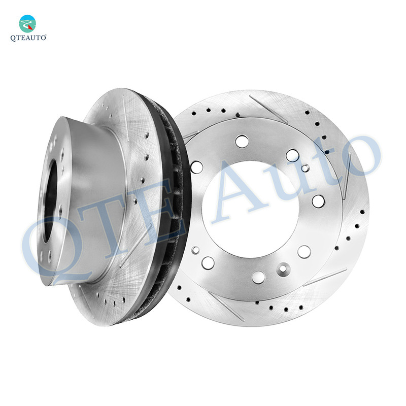 Front 355mm Drilled Slotted Brake Disc Rotors For 2016-2018 Chevrolet Suburban 3500 HD