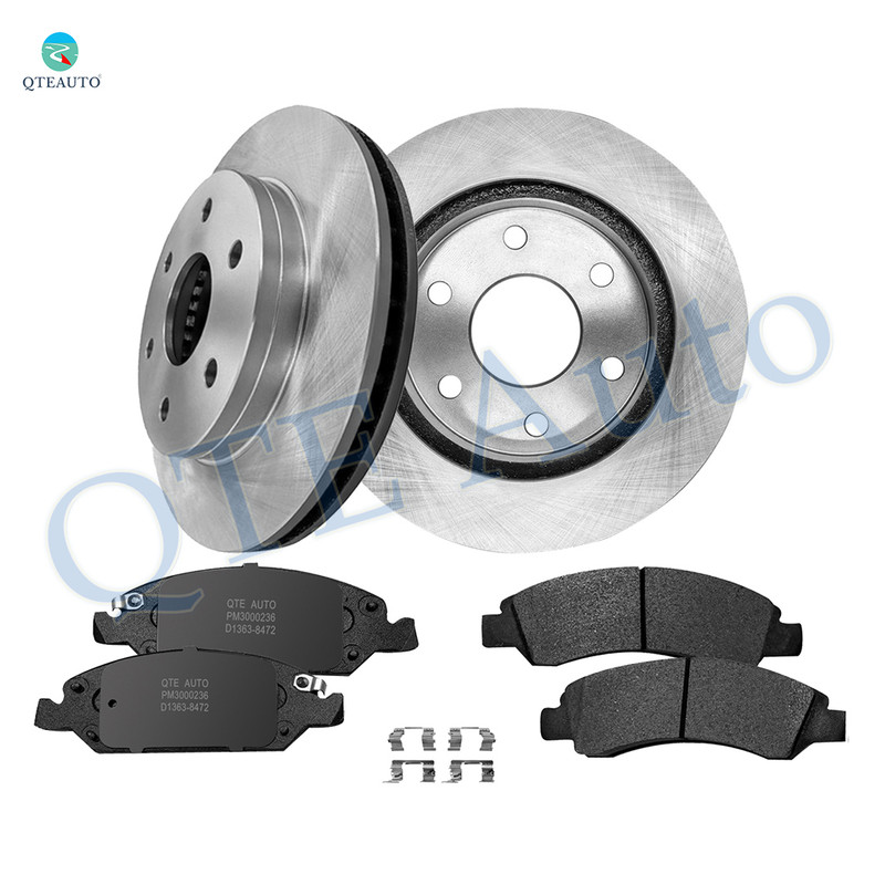 Set of 6 Front 305mm Brake Disc Rotors-Ceramic Brake Pad Kit For 2005 Chevrolet Silverado 1500