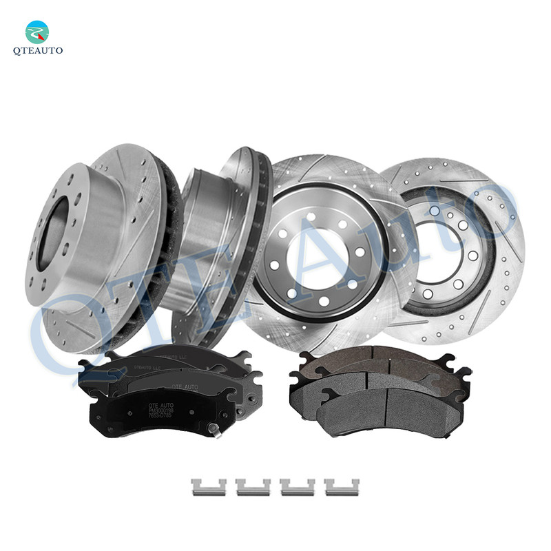 Set of 12 Front 325mm-Rear 330mm Drilled Slotted Brake Disc Rotors-Ceramic Brake Pad Kit For 2006 GMC Sierra 1500 HD