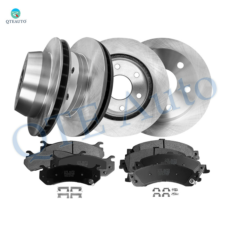 Set of 12 Front 305mm-Rear 330mm Brake Disc Rotors-D975 7707 Ceramic Brake Pad Kit For 2002-2006 Cadillac Escalade