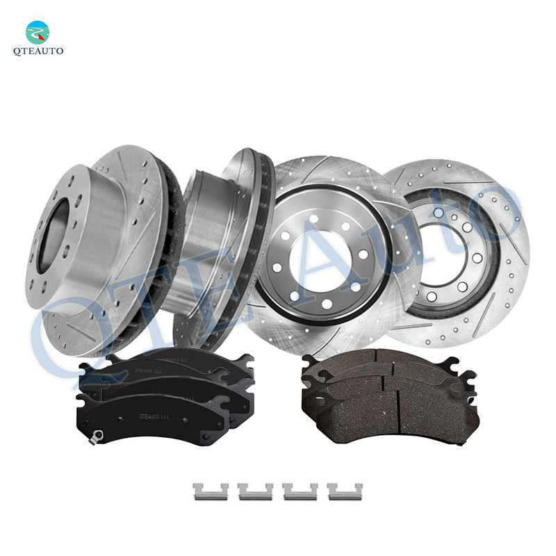 Set of 12 Front 325mm-Rear 330mm Drilled Slotted Brake Disc Rotors-D785 7653 Ceramic Brake Pad Kit For 2007 GMC Sierra 1500 HD Classic