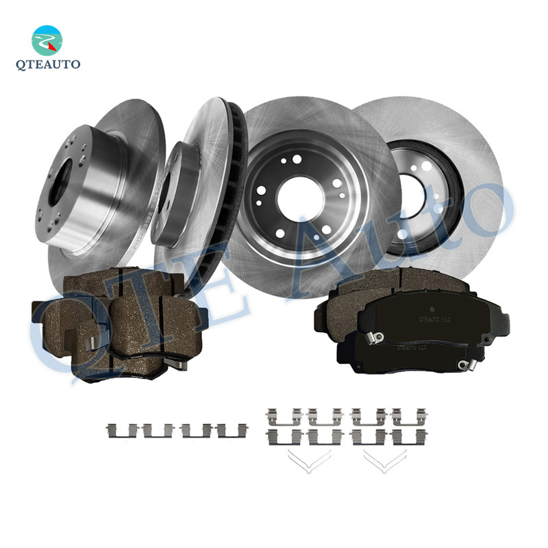 Set of 12 Front 282mm-Rear 260mm Brake Disc Rotors-Front D1506 7656-Rear D537 7418 Ceramic Brake Pad Kit For 2003-2007 Honda Accord