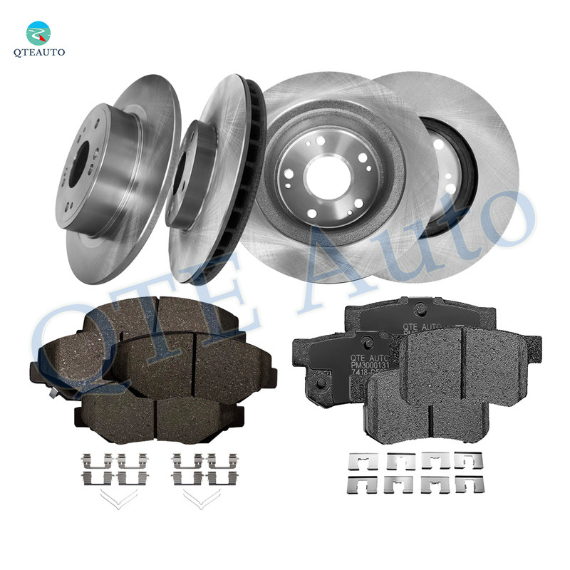 Set of 12 282mm Front-Rear Brake Disc Rotors-Front D958 7795-Rear 7418-D537 Ceramic Brake Pad Kit For 2005 Honda Accord