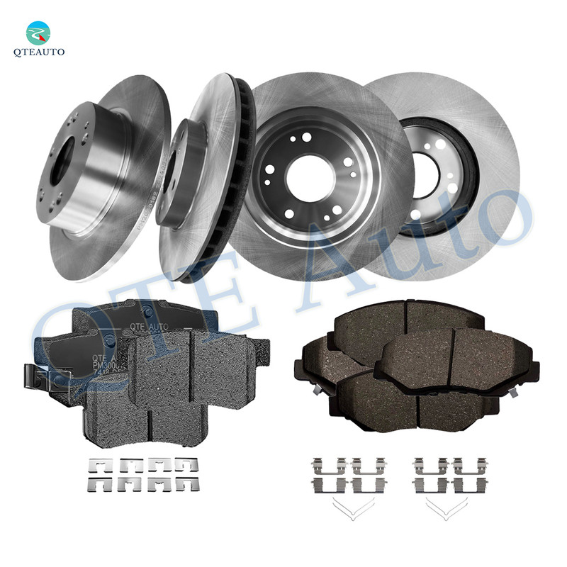 Set of 12 Front 282mm-Rear 260mm Brake Disc Rotors-Front D958 7795-Rear 7418-D537 Ceramic Brake Pad Kit For 2003-2007 Honda Accord