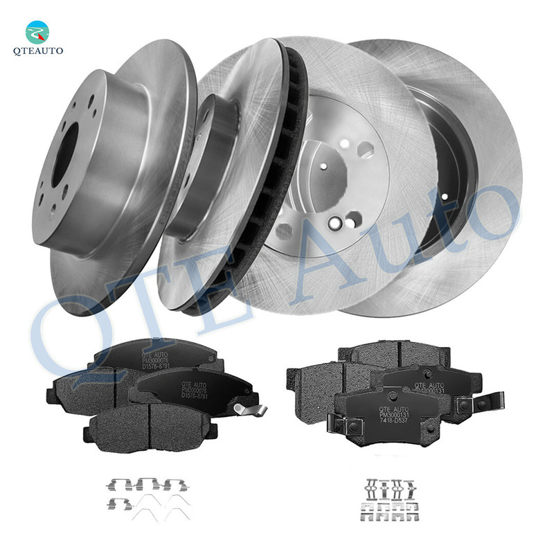 Set of 12 Front 282mm-Rear 260mm Brake Disc Rotors-7418-D537 Ceramic Brake Pad Kit For 1999-2002 Honda Accord