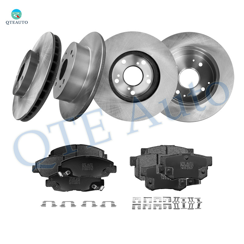 Set of 12 Front 282mm-Rear 260mm Brake Disc Rotors-7418-D537 Ceramic Brake Pad Kit For 1998-2002 Honda Accord
