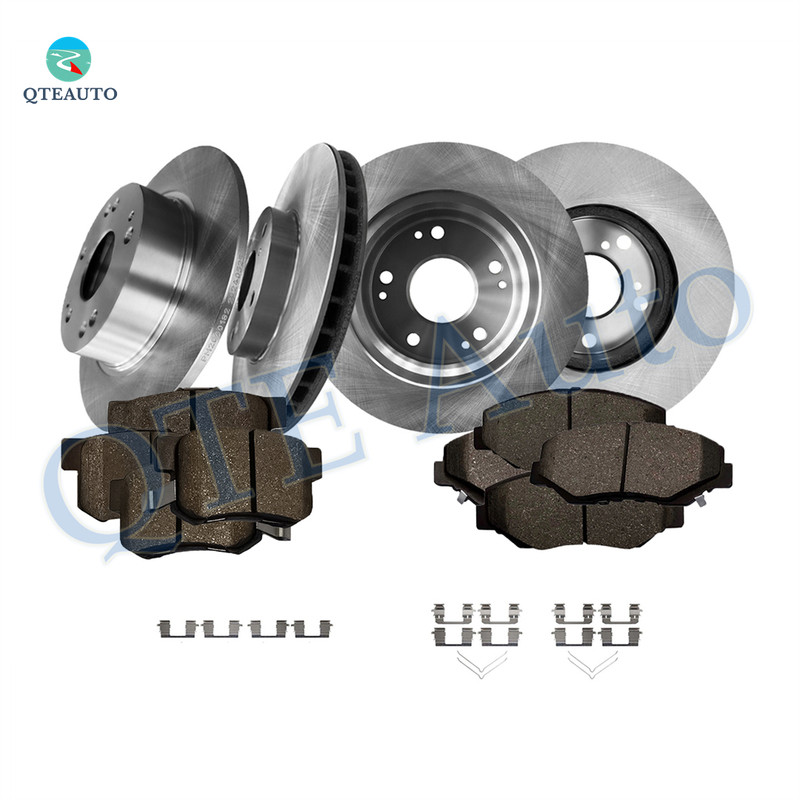 Set of 12 Front 282mm-Rear 260mm Brake Disc Rotors-Front D958 7795-Rear D537 7418 Ceramic Brake Pad Kit For 2003-2007 Honda Accord