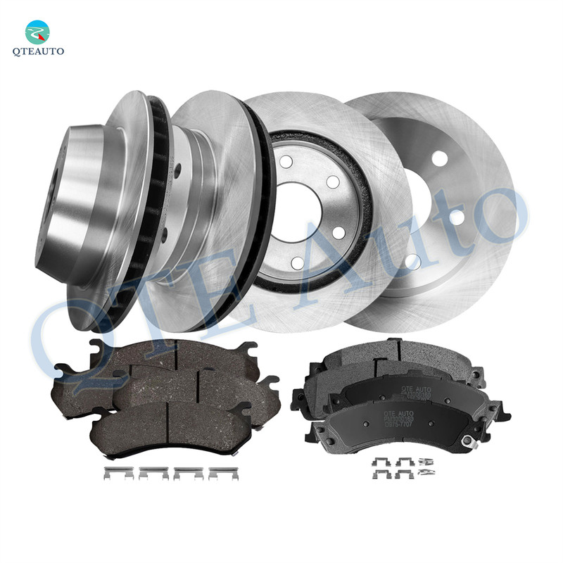 Set of 12 Front 305mm-Rear 330mm Brake Disc Rotors-D975 7707 Ceramic Brake Pad Kit For 2005 2006 Chevrolet Tahoe