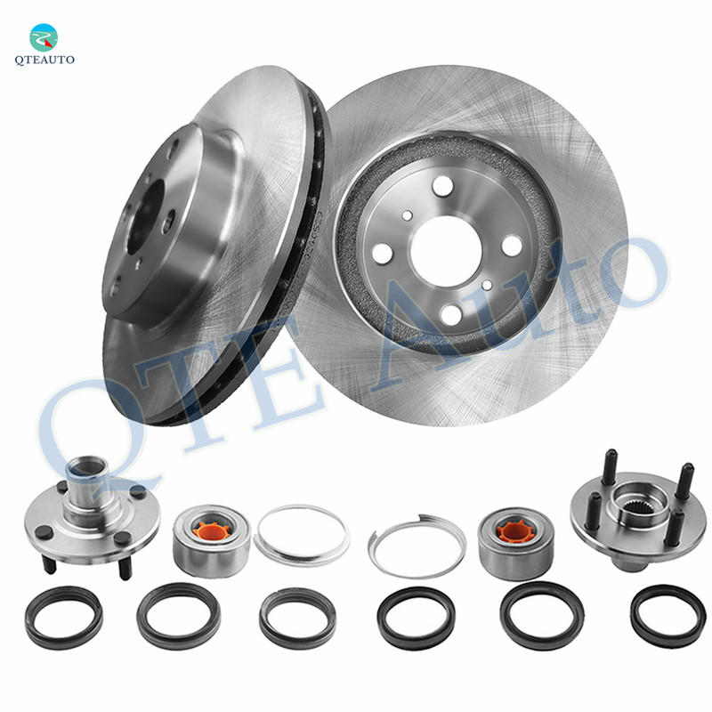 Set of 4 Front 255mm Brake Disc Rotors-Wheel Hub Bearing Assembly For 1993-2002 Toyota Corolla