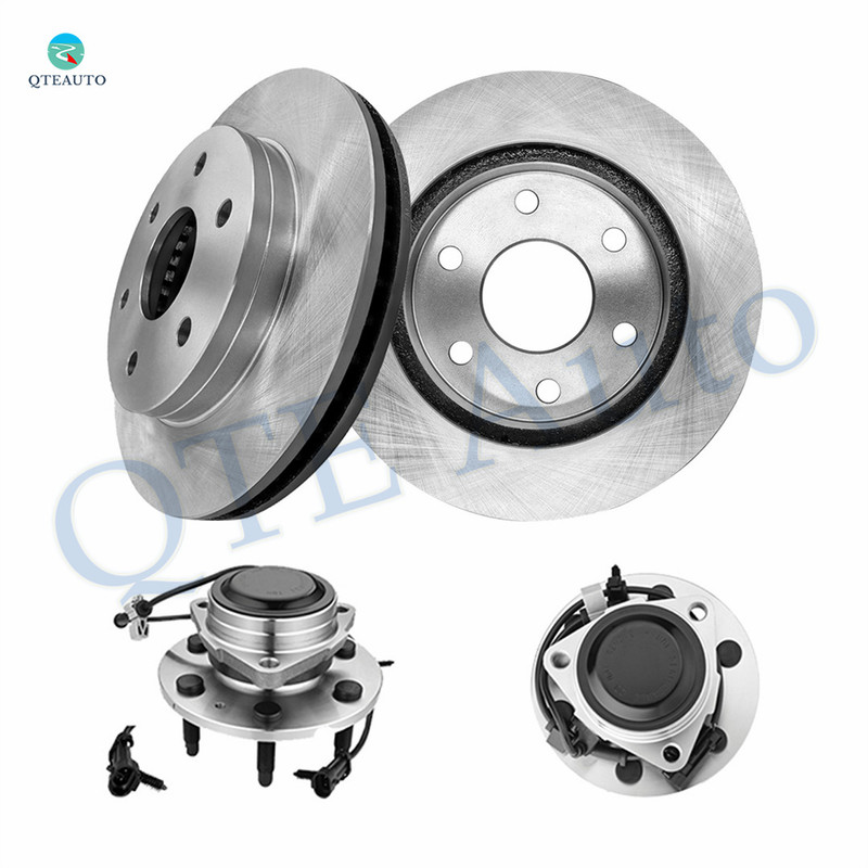 Set of 4 Front 305mm Brake Disc Rotors-Wheel Hub Bearing Assembly For 2003-2005 GMC Savana 2500 RWD