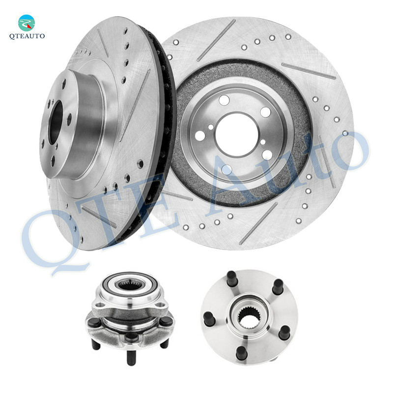 Set of 4 Front 293mm Drilled Slotted Brake Disc Rotors-Wheel Hub Bearing Assembly For 2005 Subaru Outback