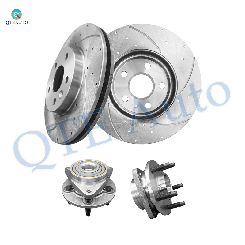 Set of 4 276mm Front Drilled Slotted Brake Disc Rotors-Wheel Hub Bearing Assembly For 2011-2015 Chevrolet Cruze