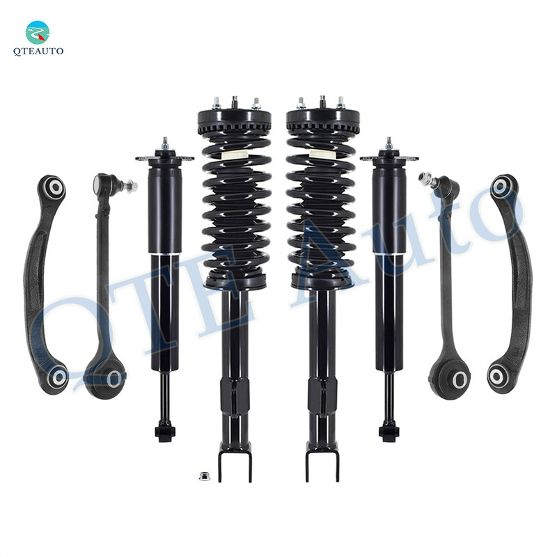 Set of 8 Front Lower Forward Control Arm Ball Joint-Quick Complete Strut-Coil Spring Assembly-Rear Upper Rearward Control Arm-Shock Absorber For 2005-2010 Chrysler 300 Exc. Performance Suspension
