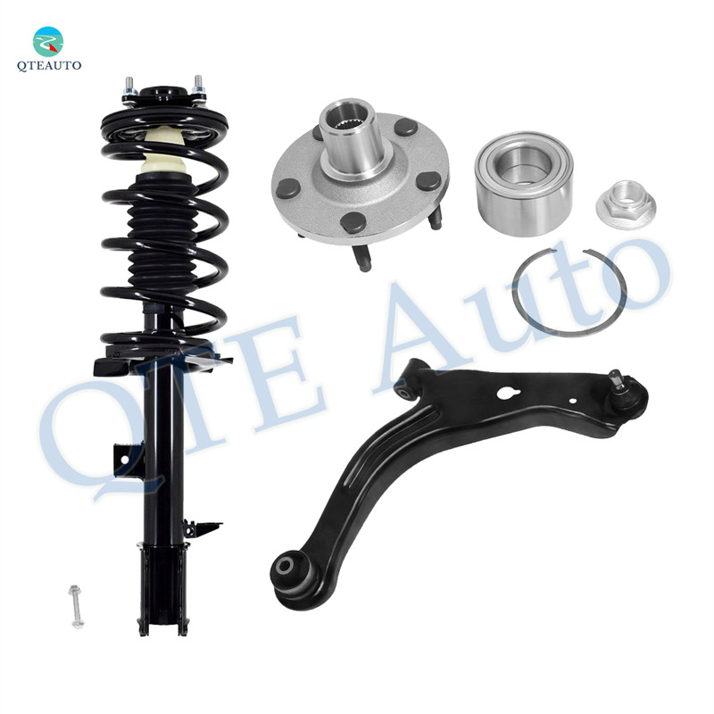 Set of 3 Front Right Lower Control Arm Ball Joint-Wheel Hub Bearing Assembly-Quick Complete Strut-Coil Spring Assembly For 2001-2004 Ford Escape