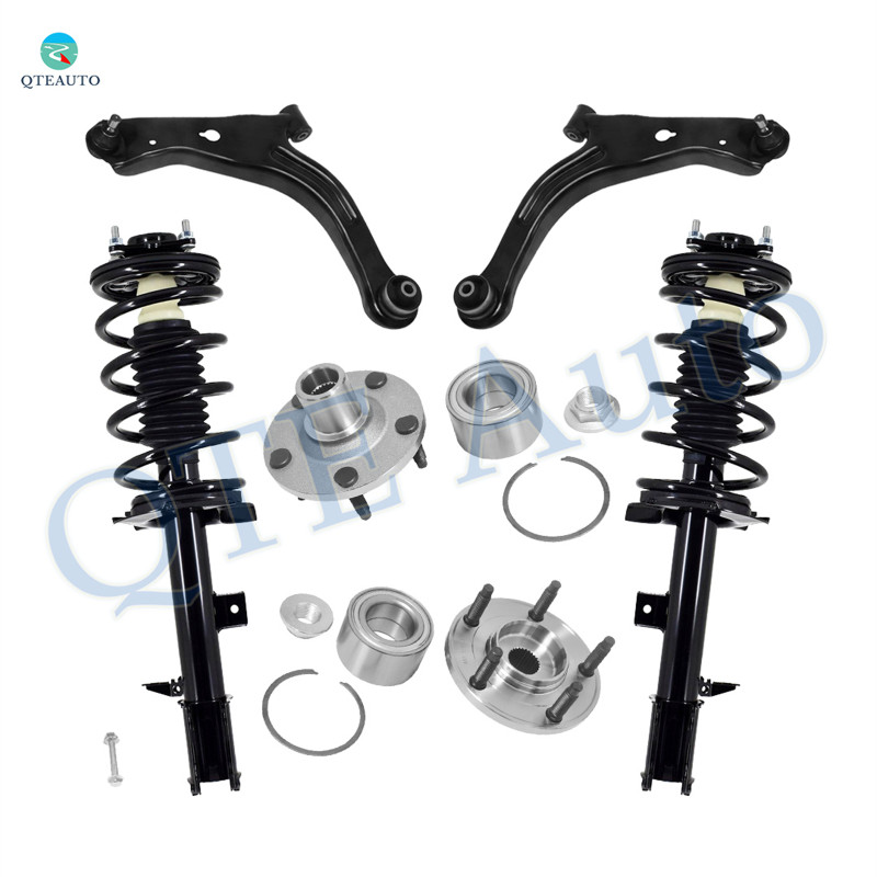 Set of 6 Front Lower Control Arm Ball Joint-Wheel Hub Bearing Assembly-Quick Complete Strut-Coil Spring Assembly For 2001-2004 Ford Escape
