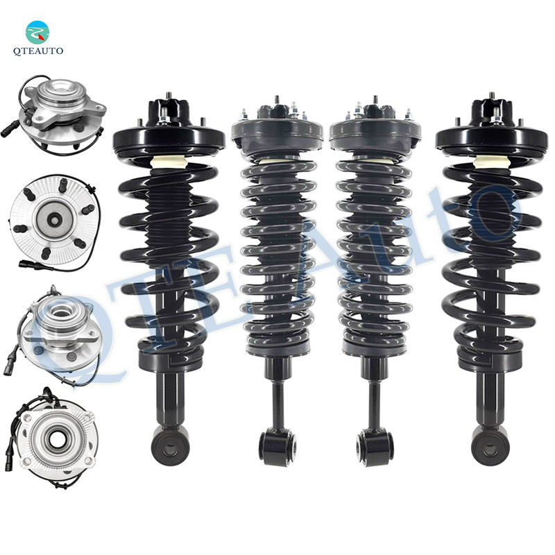 Set of 8 Front-Rear Wheel Hub Bearing Assembly-Quick Complete Strut-Coil Spring Assembly For 2003-2006 Lincoln Navigator RWD