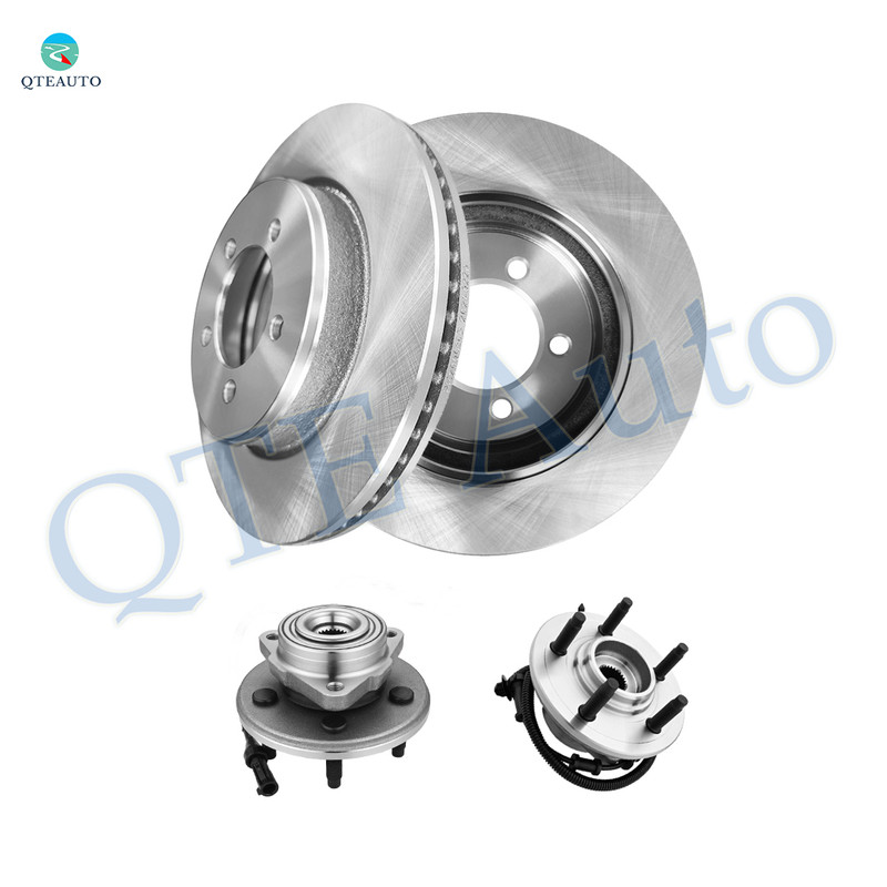 Set of 4 Front 305.3mm Brake Disc Rotors-Wheel Hub Bearing Assembly For 2002-2005 Ford Explorer