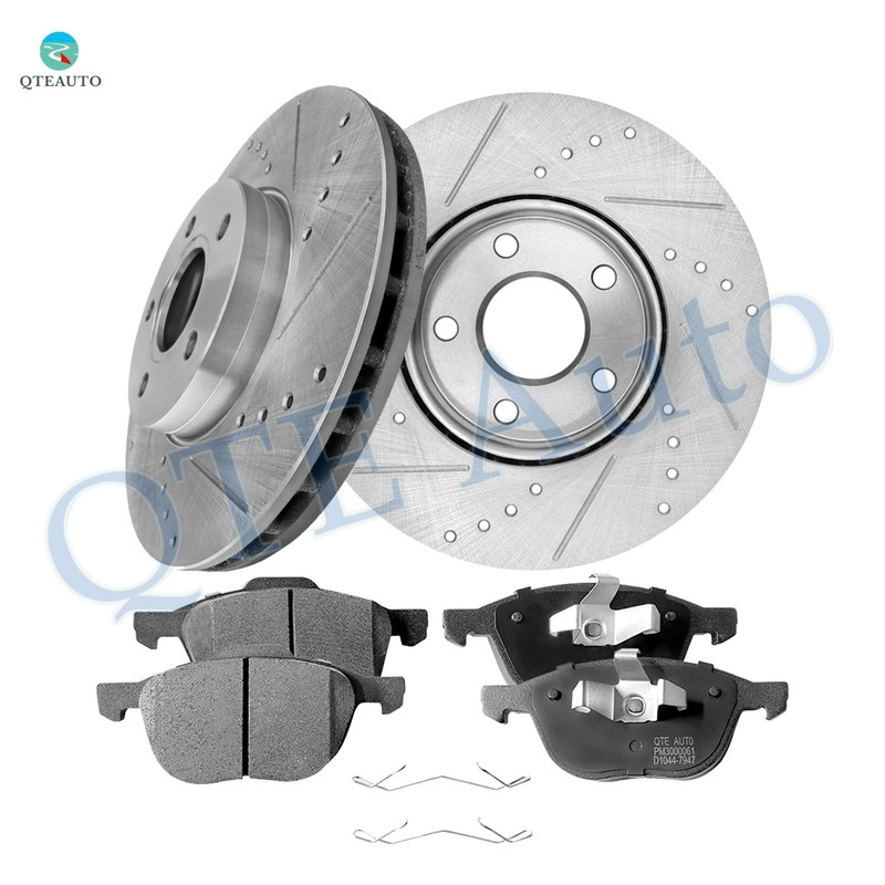 Set of 6 Front 278mm Drilled Slotted Brake Disc Rotors-D1230 7947 Ceramic Brake Pad Kit For 2013-2018 Ford C-MAX