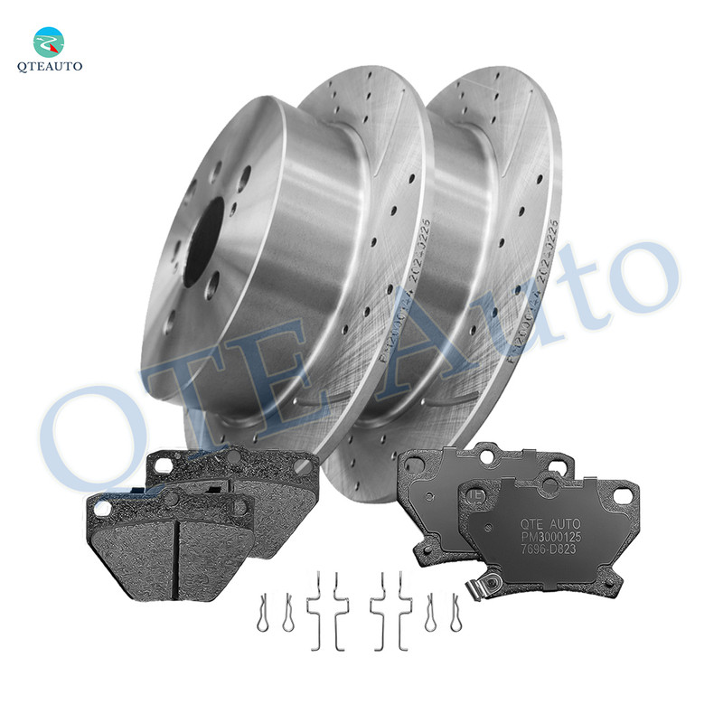 Set of 6 Rear 269mm Drilled Slotted Brake Rotors-Ceramic Brake Pad Kit For 2003-2006 Pontiac Vibe