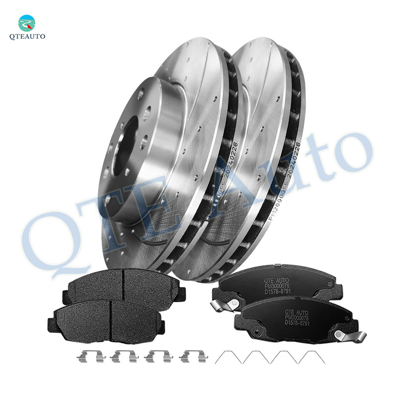 Set of 6 Front 260mm Drilled Slotted Brake Rotors-Ceramic Brake Pad Kit For 1998 1999 Acura CL