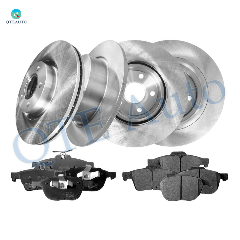 Set of 12 Front 300mm-Rear 280mm Drilled Slotted Brake Disc Rotors-Ceramic Brake Pad kit For 2013-2016 Ford Escape