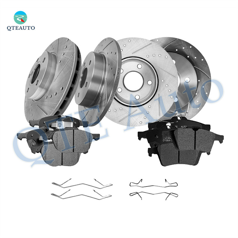 Set of 12 Front 278mm-Rear 271mm Drilled Slotted Brake Disc Rotors-D1563 7947B Ceramic Brake Pad Kit For 2012-2018 Ford Focus