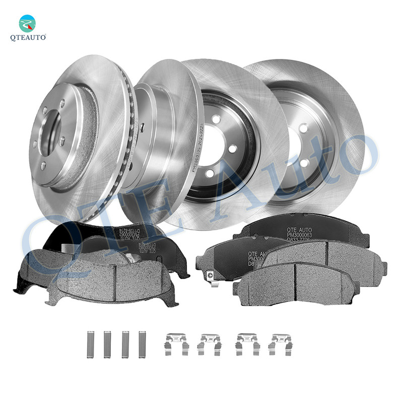 Set of 12 Front 305.3mm-Rear 301mm Brake Disc Rotors-Ceramic Brake Pad Kit For 2002-2005 Mercury Mountaineer