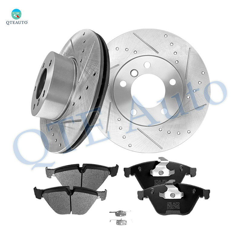 Set of 6 Front 312mm Drilled Slotted Brake Disc Rotors-Ceramic Brake Pad Kit For 2011-2013 BMW 328I Xdrive
