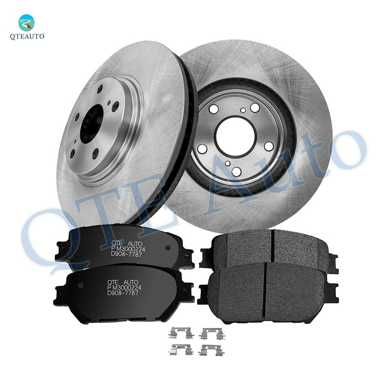 Set of 6 Front 296mm Brake Disc Rotors-Ceramic Brake Pad Kit For 2002-2004 Toyota Camry